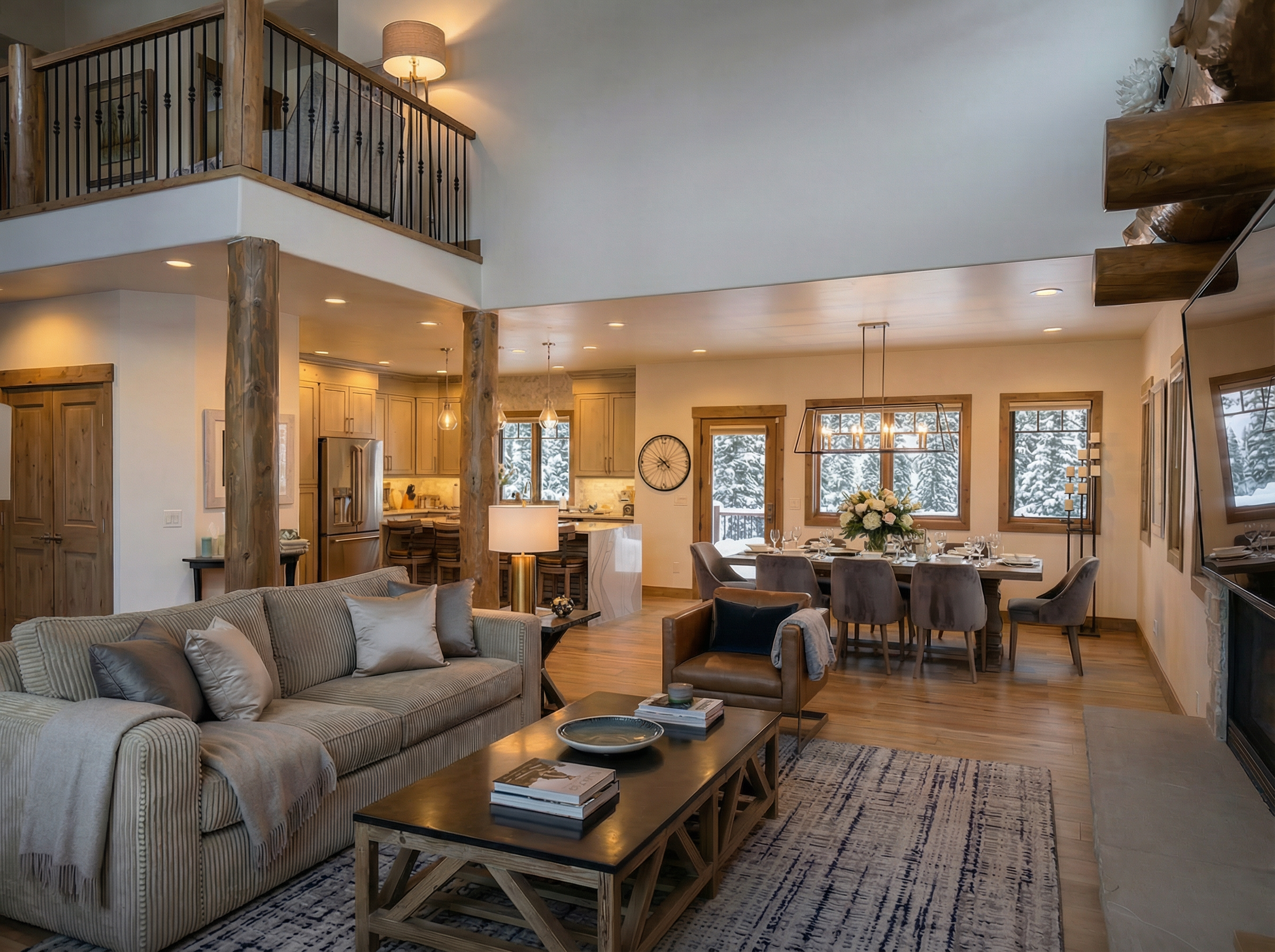 Second living area with mountain modern furnishings