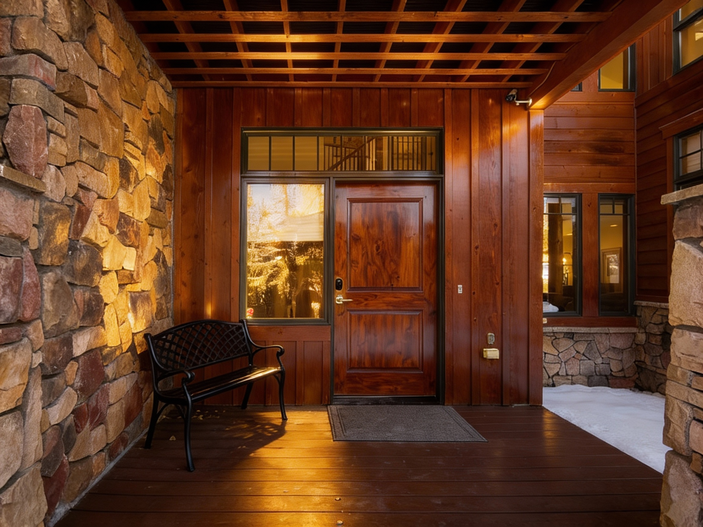 Covered front porch with mountain views